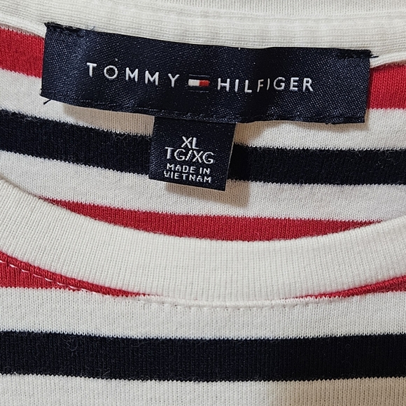 Tommy Hilfiger - Red white & blue striped cotton t-shirt dress, XL - Picture 3 of 5